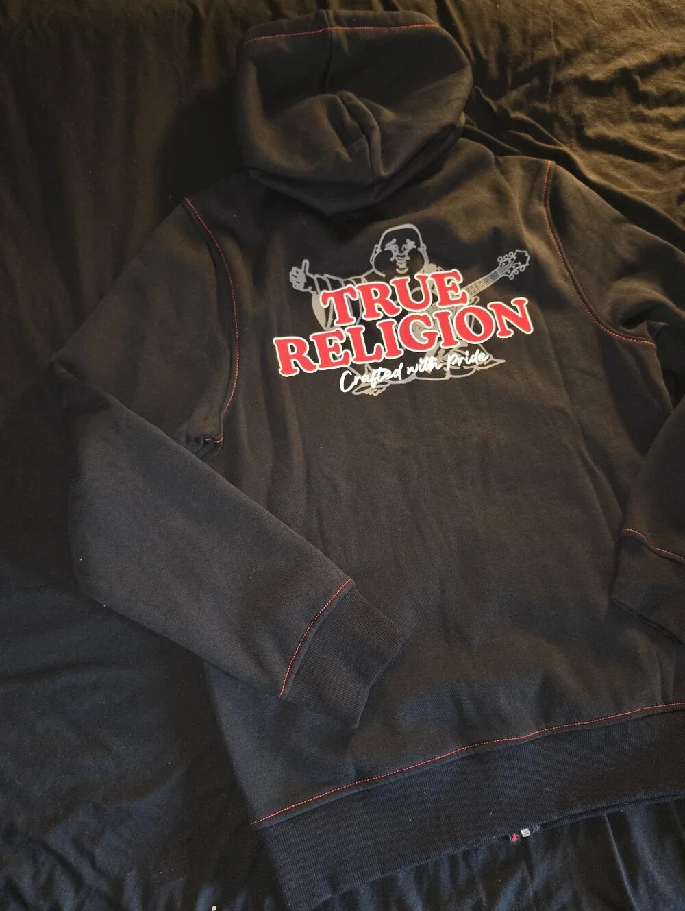 True Religion FIRE! NWOT! The Contrast Logo Hoodie in Black. Sz Sm. R2S!